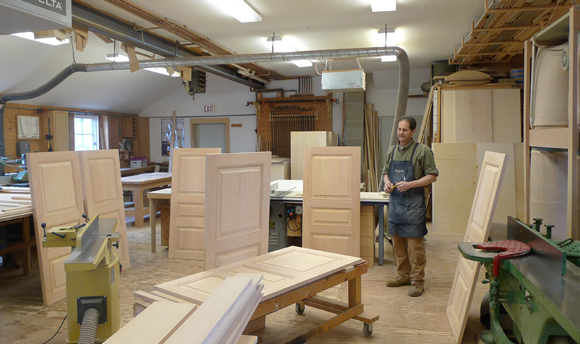 Hand built doors and cabinetry in the workshop